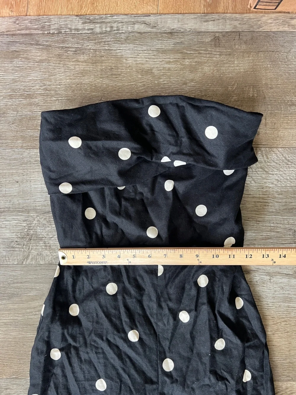 Sezane Editions Stella Linen Jumpsuit in Polka Dot Black Ecru